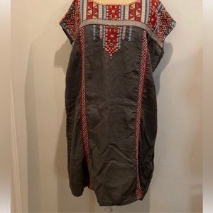 Sold elsewhere/do not buy Grey Johnny Was size xl linen embroidered tunic dress